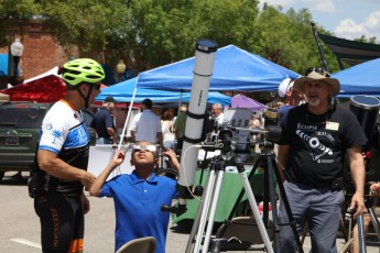 Telescope, Bike Rider and boy sun viewing EDA 2017