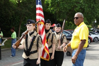 COL Daves assembles the S. Aiken HS Color Guard