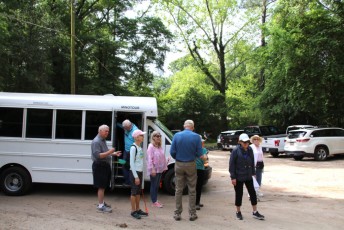 City van arrives Hitchcock Woods with those walking the woods, EDA 2023